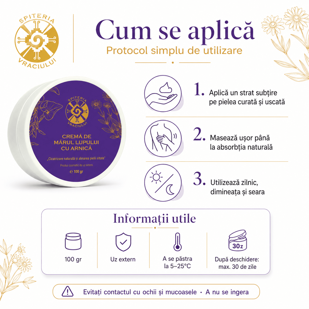 Rețeta Bătrânească cu Mărul Lupului și Arnică — Cremă Cicatrizantă Naturală 100g - Spiteria Vraciului
