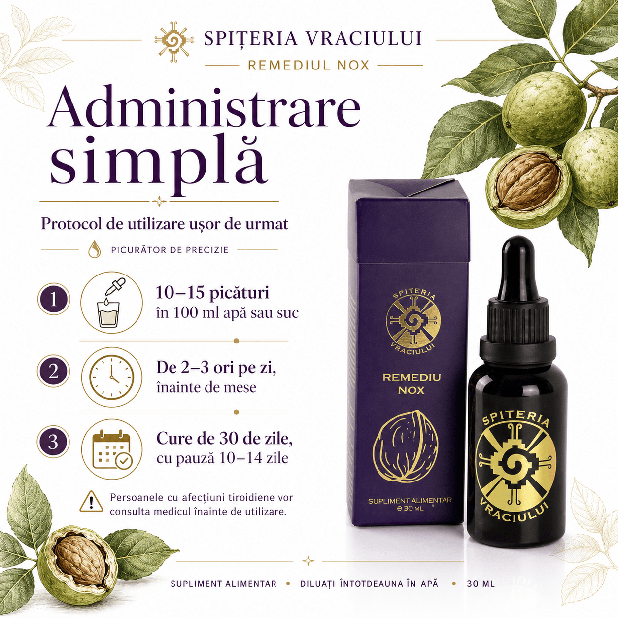Remediu Natural Tiroidă și Menopauză – NOX Sănătate Feminină | 30ml - Spiteria Vraciului