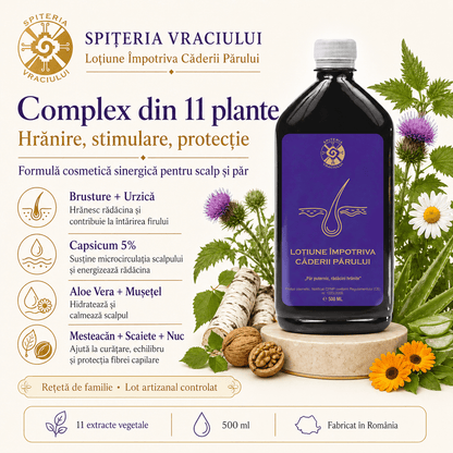 Leac Bătrânesc pentru Căderea Părului – Loțiune Capilară Naturală | 500ml - Spiteria Vraciului