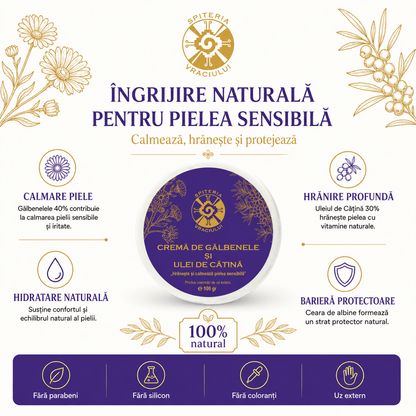 Leac Bătrânesc pentru Pielea Sensibilă – Cremă de Gălbenele și Ulei de Cătină | 100g - Spiteria Vraciului