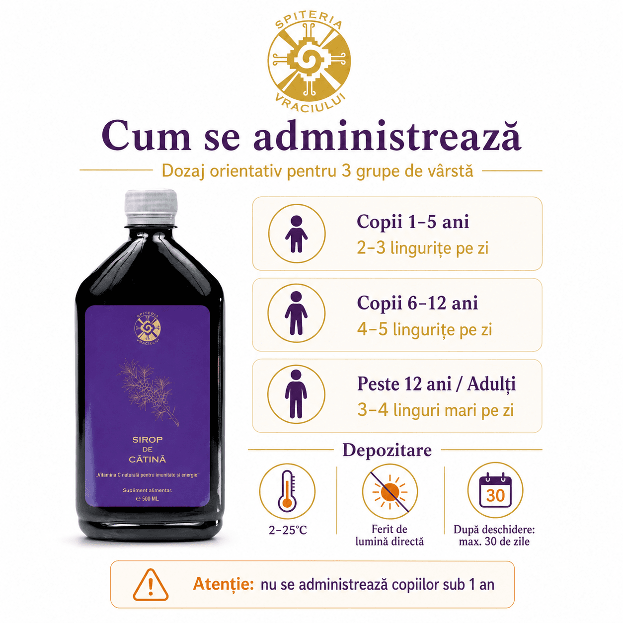 Leac Bătrânesc pentru Imunitate – Sirop de Cătină Natural | 500ml - Spiteria Vraciului