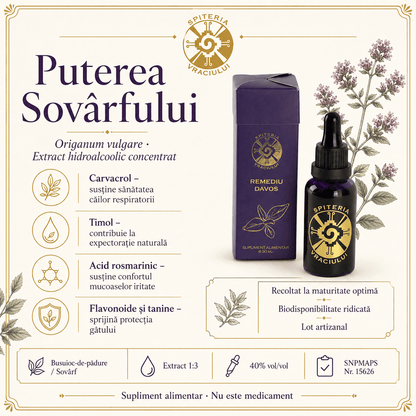Remediu Natural Tuse și Dureri de Gât – DAVOS Antiinflamator | 30ml - Spiteria Vraciului