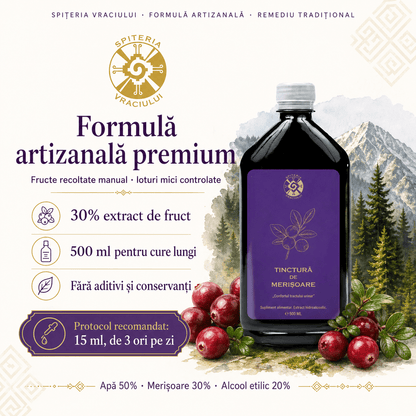 Leac Bătrânesc pentru Tract Urinar – Tinctură de Merișoare | 500ml - Spiteria Vraciului