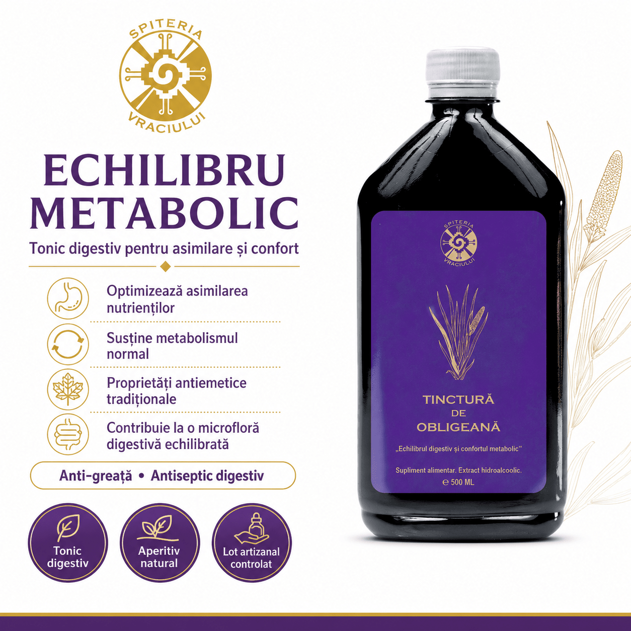 Tinctură de Obligeană – Echilibru Digestiv și Confort Metabolic | 500ml - Spiteria Vraciului