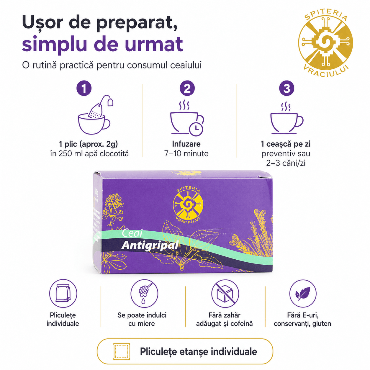Ceai Antigripal Natural – Remediu Tradițional pentru Răceală și Gripă - Spiteria Vraciului