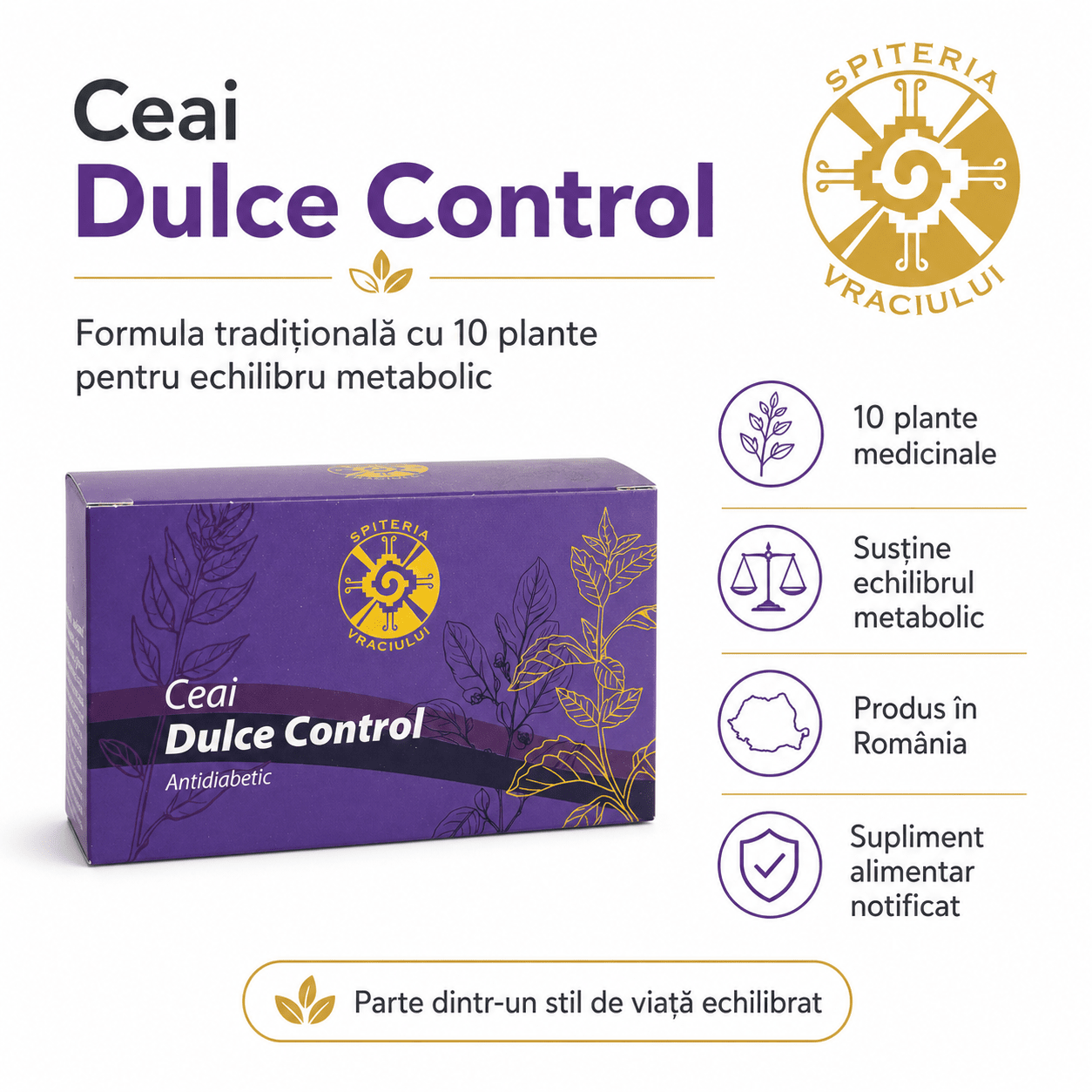 Ceai Natural pentru Glicemie și Diabet – Dulce Control - Spiteria Vraciului