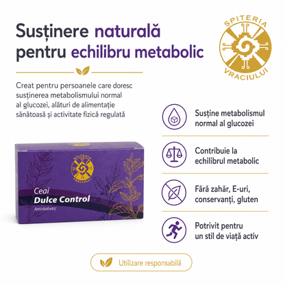 Ceai Natural pentru Glicemie și Diabet – Dulce Control - Spiteria Vraciului