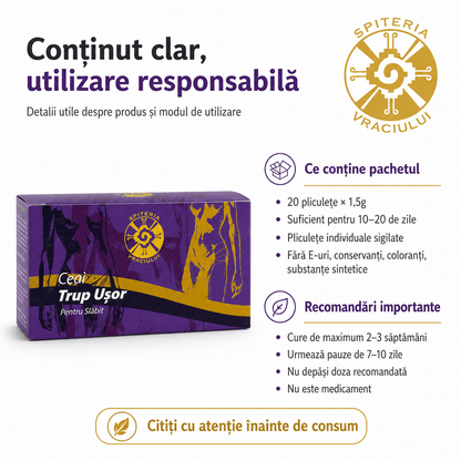 Ceai Natural pentru Slăbit și Detoxifiere – Trup Ușor - Spiteria Vraciului