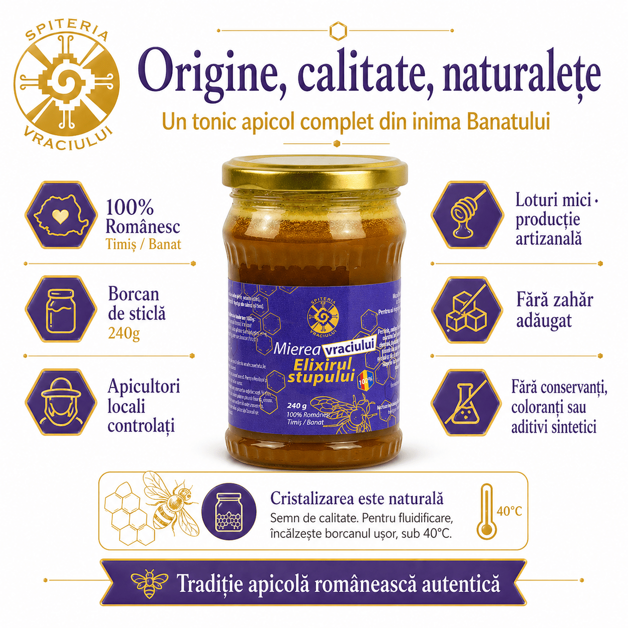 Mierea Vraciului – Elixirul Stupului | Produs Apicol Imunostimulent Natural - Spiteria Vraciului